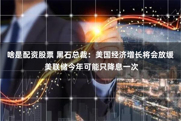啥是配资股票 黑石总裁：美国经济增长将会放缓 美联储今年可能只降息一次